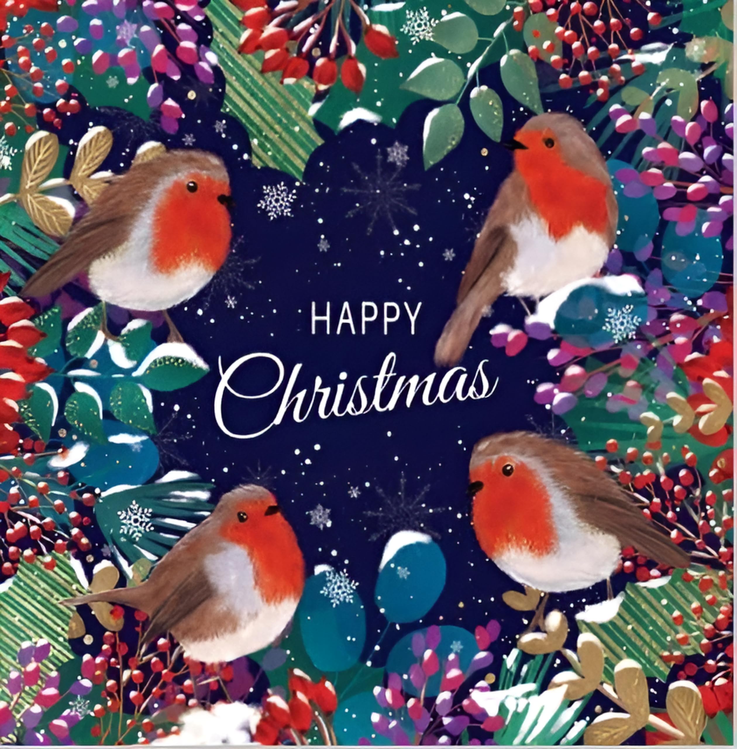 Noel Tatt Charity Christmas Cards Pack of 10 - Charity Christmas Cards with Artistic Robins and Foliage Design - Eco-Friendly Xmas Cards Multipack with Envelopes