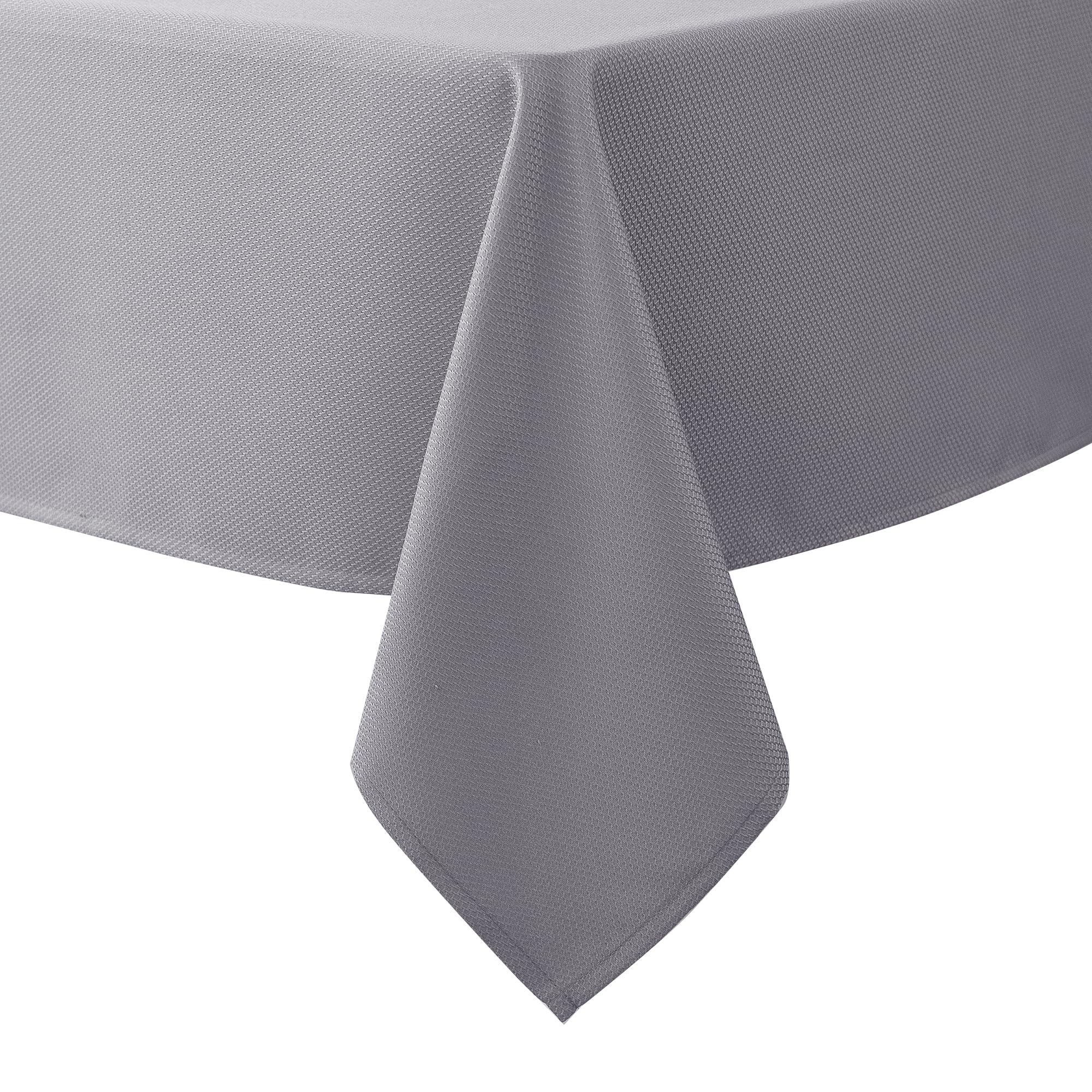Biscaynebay Textured Fabric Tablecloths 70x108 Inches Rectangular, Silver Grey Water Resistant Spill Proof Tablecloths for Dining, Kitchen, Wedding and Parties, Machine Washable