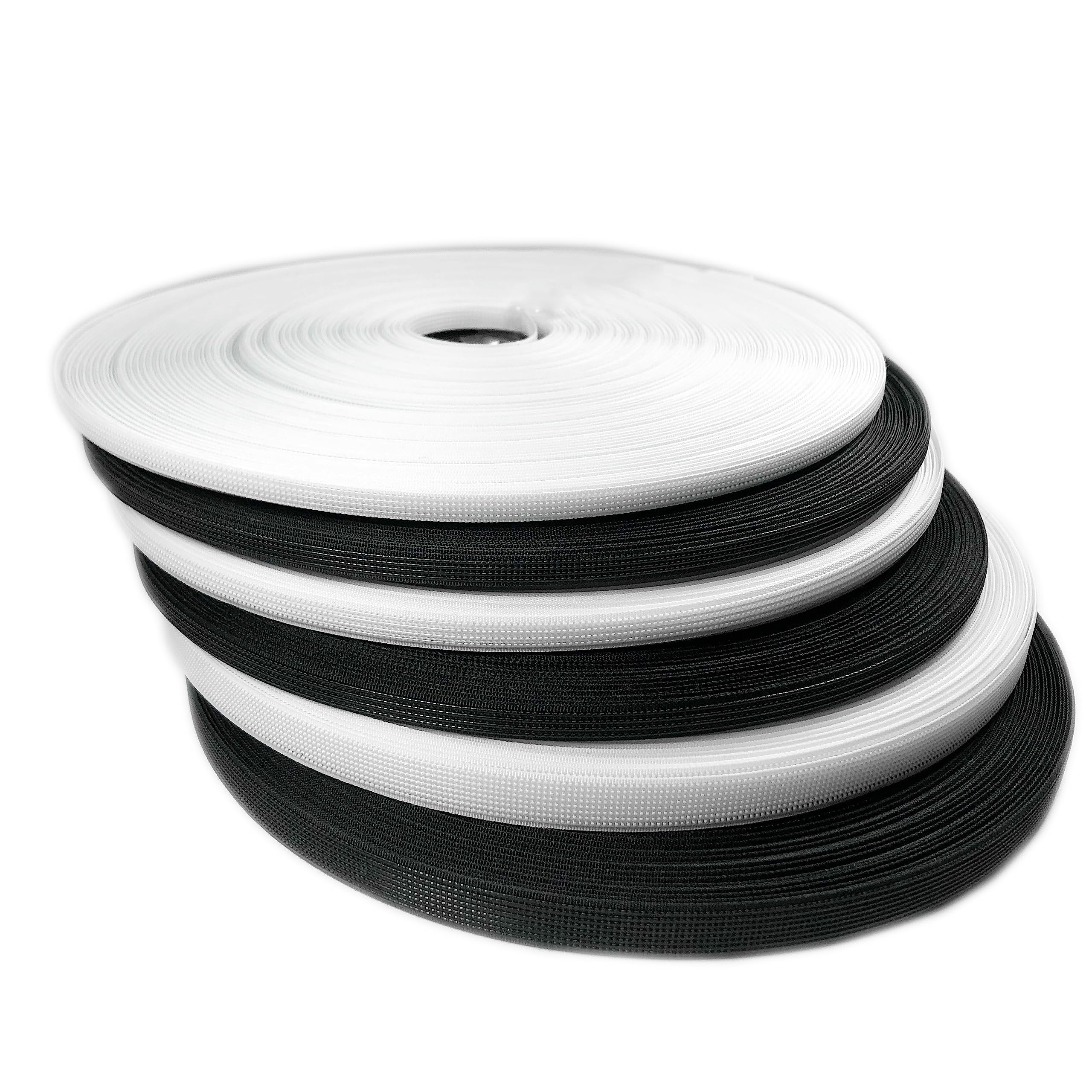 Polyester Whales for Sewing (92 Meters), Plastic Whales, Corsets, rods, Crafts, Sewing Accessories, Dresses, Bags, Among Others, roll of 46 Meters, (White-Black, 6mm)