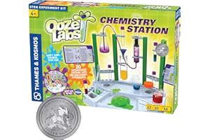Thames & Kosmos Ooze Labs Chemistry Station Science Experiment Kit, 20 Non-Hazardous Experiments Including Safe Slime, Chromatography, Acids, Bases & More, Multi-Color