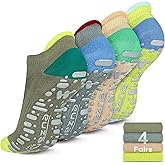 Muezna Non Slip Yoga Socks for Women, Anti-Skid Pilates, Barre, Hospital Socks with Grips, Size 5-10
