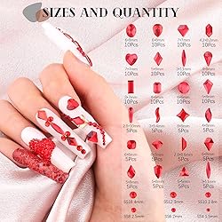1680Pcs Red Glass Nail Rhinestones 180Pcs Multi