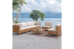 YITAHOME 7-Piece Patio Furniture Set, All-Weather PE Wicker Patio Conversation Set for Backyard Deck Poolside Porch, Outdoor Sectional Sofa with Coffee Table & Soft Cushions