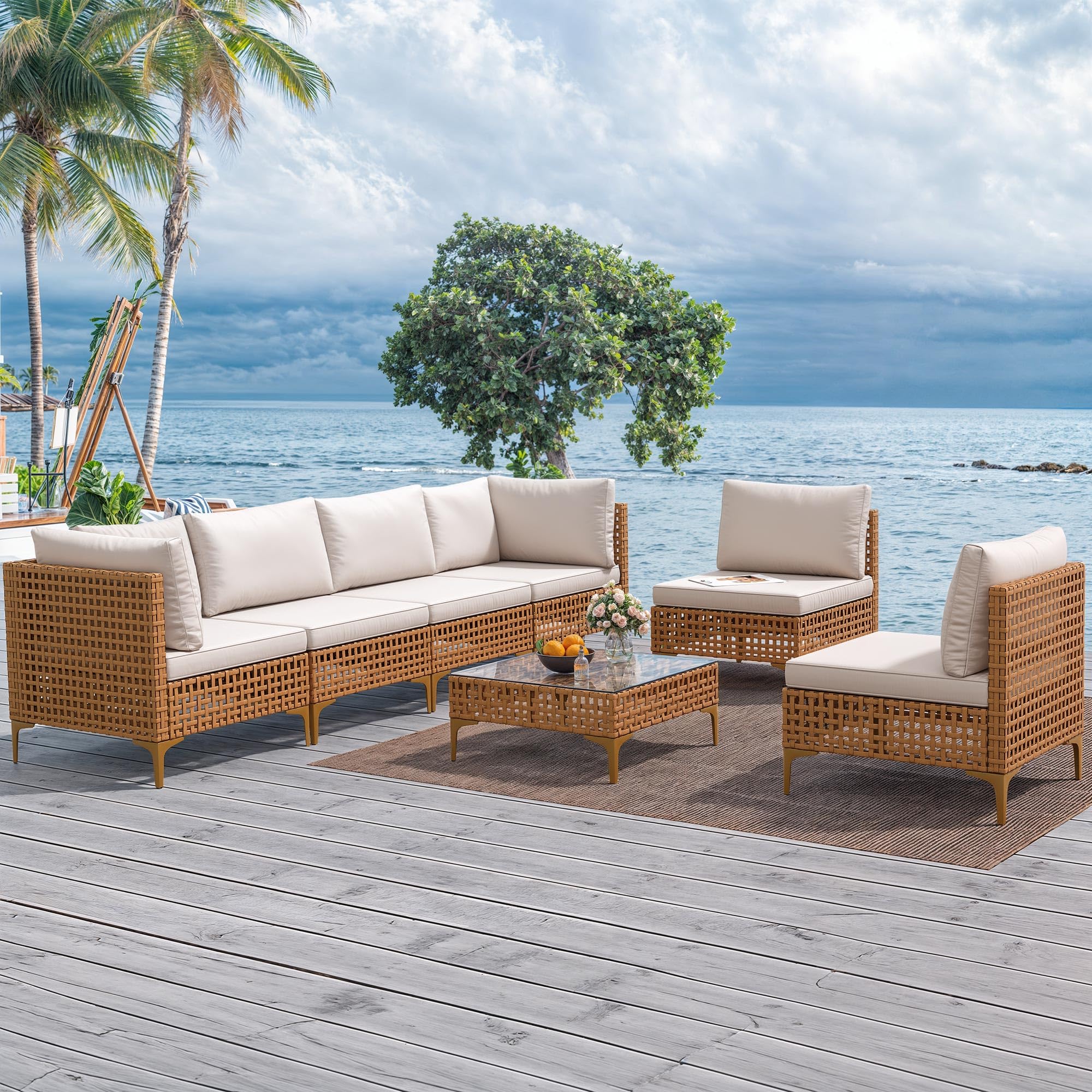 Photo 1 of ***************PARTIAL ITEM, THIS IS ONLY BOX 3 OUT OF 3**************
YITAHOME 7-Piece Patio Furniture Set, All-Weather PE Wicker Patio Conversation Set for Backyard Deck Poolside Porch, Outdoor Sectional Sofa with Coffee Table & Soft Cushions