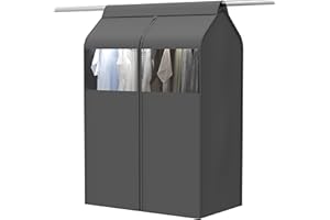 Simple Houseware Garment Covers for Clothes Rack/Closet/Hanging Clothes, Enclosed Clear Window, Dark Grey