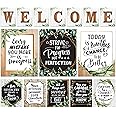 Decorably 15 Modern Farmhouse Welcome Sign for Classroom, Matte-Laminated Inspirational Classroom Welcome Sign for Preschool, Elementary