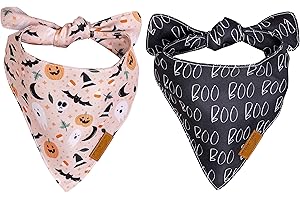 Remy+Roo Dog Bandanas - 2 Pack | Spooky Set | Premium Durable Fabric | Unique Shape | Adjustable Fit | Multiple Sizes Offered (Small)