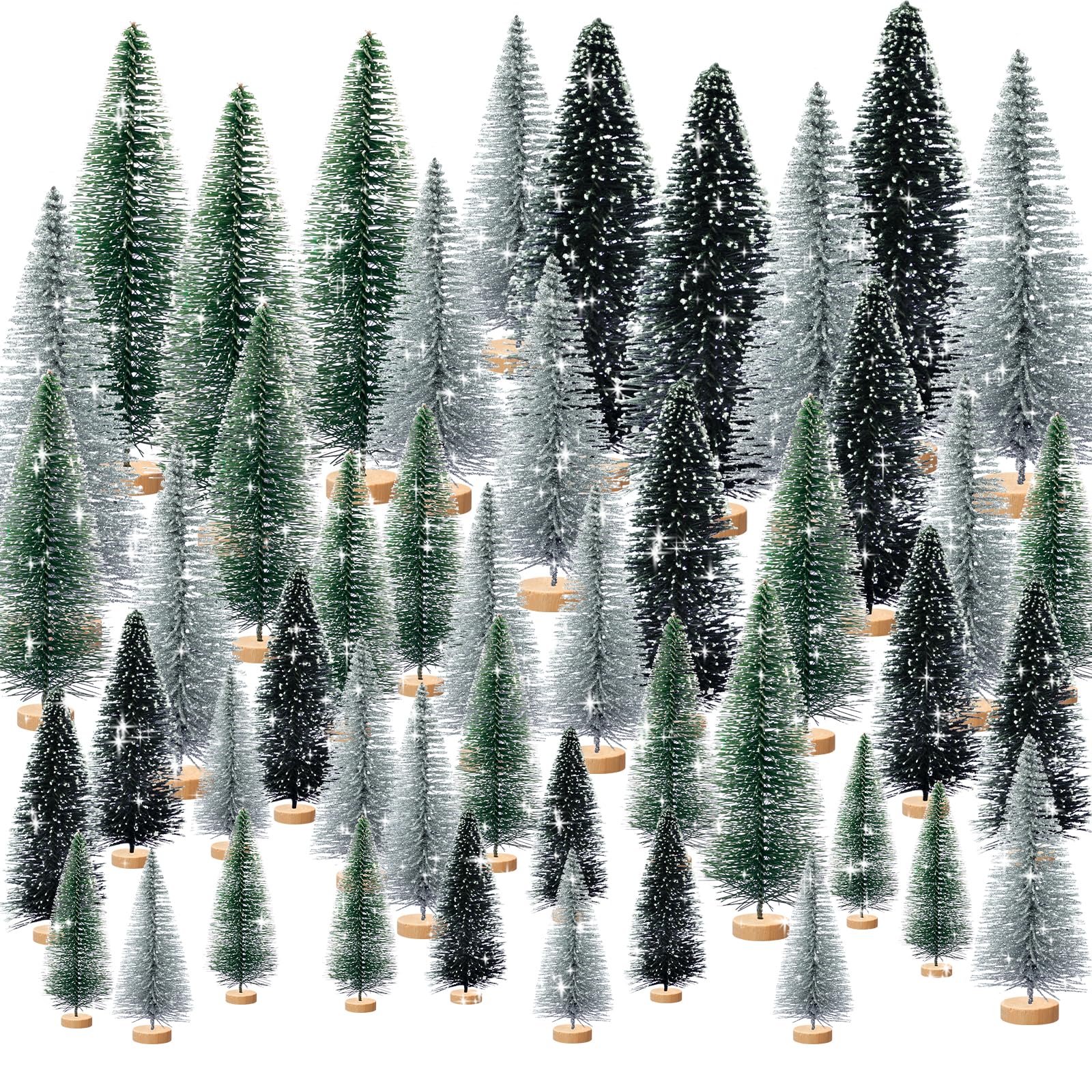 Photo 1 of Tizuxa 30pcs Tiny Christmas Trees for Christmas Decorations, Mini Artificial Christmas Tree Small with Snowflakes Bottle Brush Trees for Christmas Decor Party Home Table Top Winter Crafts Decorations