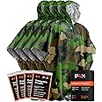 PREPARED4X Emergency Poncho with Mylar Blanket Liner – Heavy Duty, Waterproof, Wind-Resistant Green Rain Poncho for Outdoors, Camping, and Car Emergency Kits - Thermal Poncho