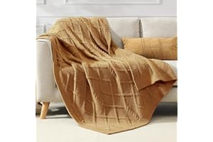WRENSONGE Burnt Orange Throw Blanket for Couch, Soft Cozy Warm Knitted Throw Blanket for Bed, Weaving Patterns Blankets for Living Room, Sofa, Chair, Camping, Travel Bed Blanket - 50"*70"