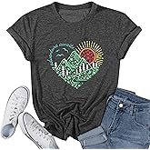 Women Adventure Awaits Outdoor Graphic Tee Shirt Kindness Heart Printed Hike Mountain Nature Travel Shirt Workout Tops