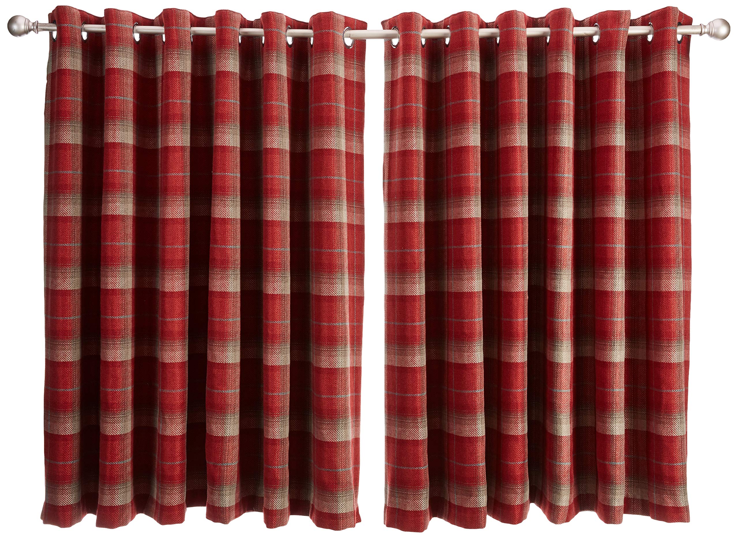 Sundour Carnoustie Eyelet Ring Top Curtains 90x54 Red, Polyester, 90 x 54