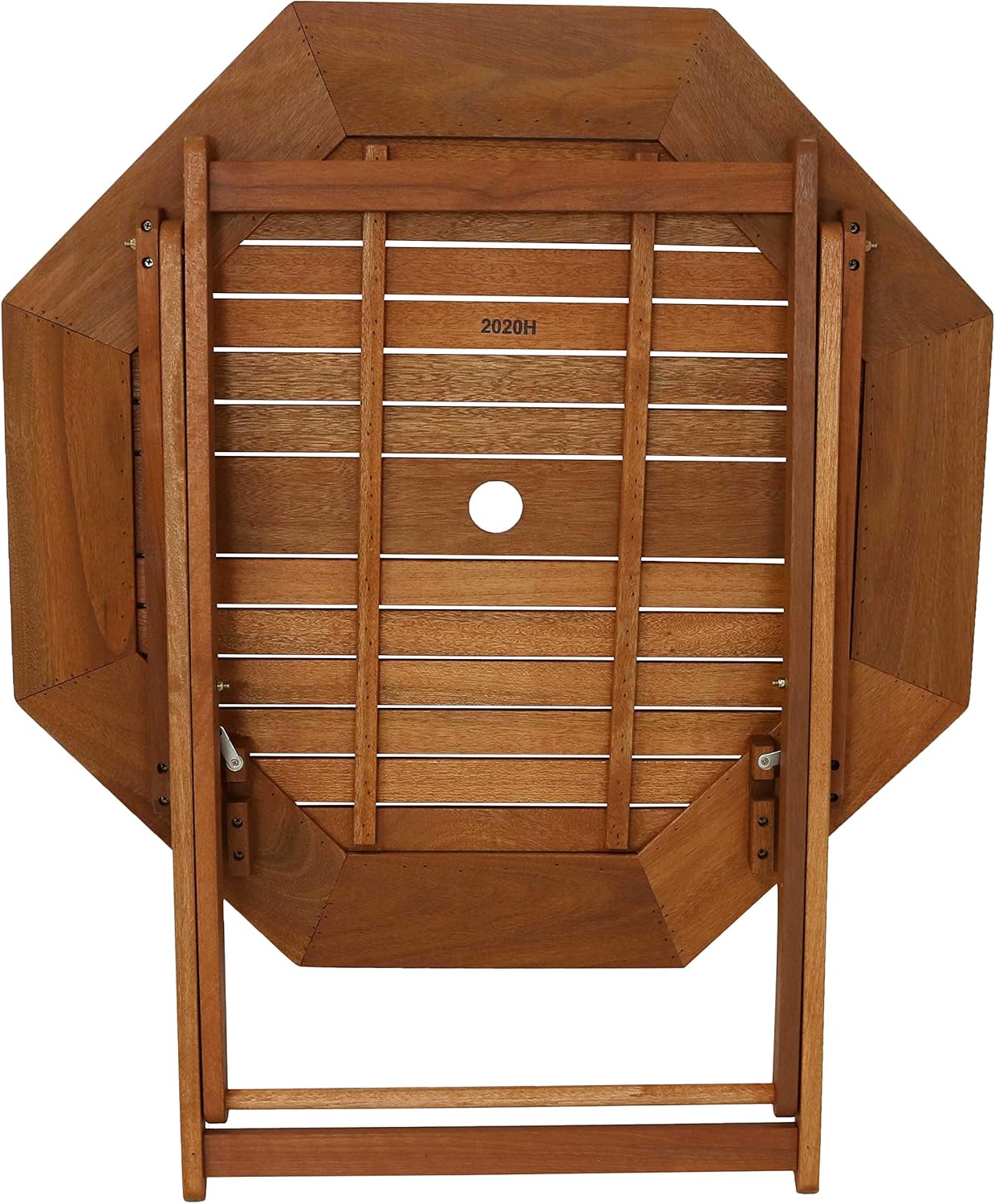 Sunnydaze Meranti Wood Octagon Outdoor Folding Patio Table - Outside Dining Furniture for Deck, Porch, Balcony, Garden, Backyard and Lawn - Teak Oil Finish : Garden & Outdoor