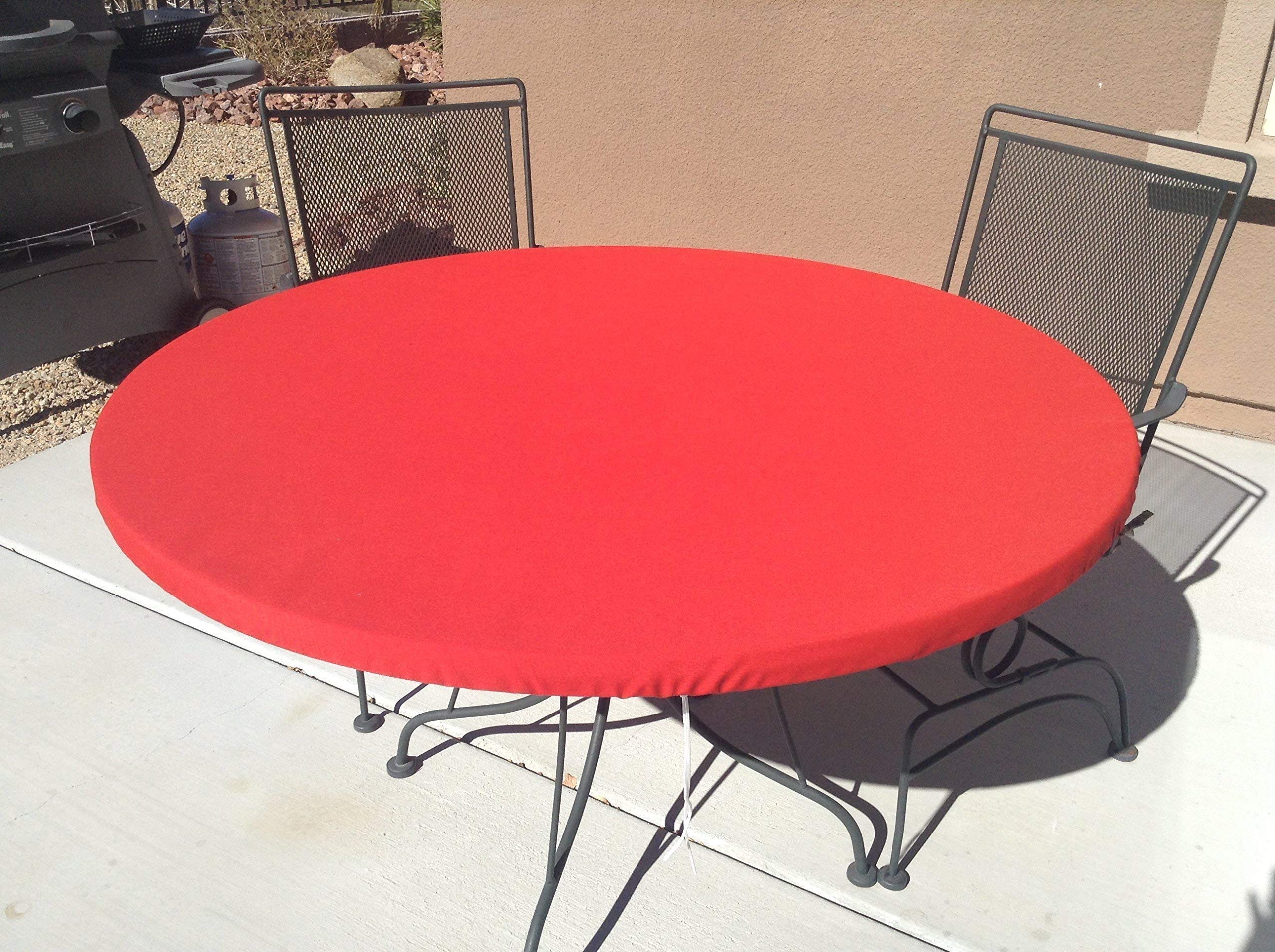 Dining tablecloth for indoor or outdoor use - Round fitted tablecloth, elasticized table cover, solid color outdoor fabric, table cover, drawstring, stain resistant