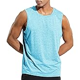 MIER Men’s Sleeveless Tank Top Dry Fit Workout Muscle Tee Shirt for Running Athletic Gym Sports Training, Moisture Wicking
