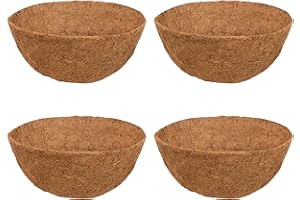 C CASIMR CASIMR 12 Inch Coco Planter Basket Liners 4PCS Replacement Hanging Round Coco Liners Natural Coconut Fiber Liner for Garden Flower Baskets Vegetables Herbs