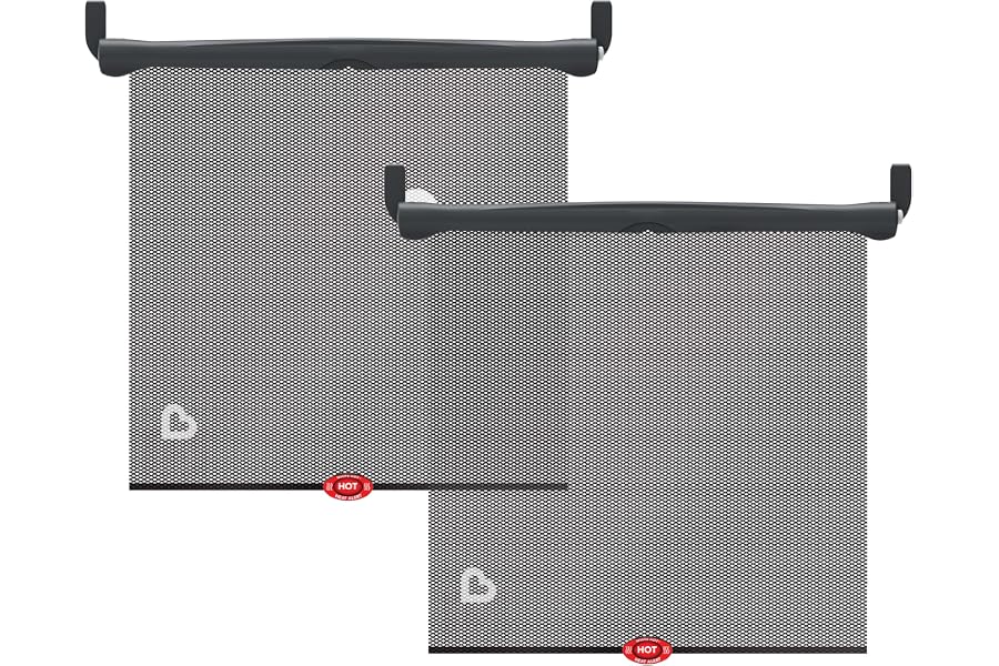 Munchkin Brica Sun Safety Car Window Shade with Heat Alert, Helps Block UVA/UVB Rays, 2 Pack, Black