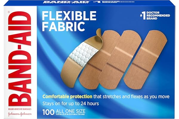Band-Aid Brand Flexible Fabric Adhesive Bandages for Wound Care and First Aid, All One Size, 100 Count