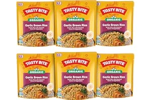 Tasty Bite Organic Brown Rice Garlic, 8.8 Ounce, Pack of 6, Ready to Eat, Microwavable, Gluten-Free Garlicky Rice