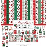 Echo Park Christmas Collection, 12x12 Double Sided Paper and Sticker Kit | Christmas Craft Supplies for Scrapbooking, Card Making, Handmade Gifts, and Custom Holiday Decor, Christmas Express
