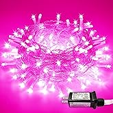 JMEXSUSS 66 Ft Connectable Pink Lights for Room Decor, 200 LED Pink String Fairy Christmas Lights Clear Wire Plug in for Bedroom Indoor Outdoor Girl's Room Home Anniversary Birthday