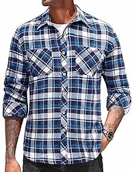 COOFANDY Men's Flannel Plaid Shirts Long Sleeve