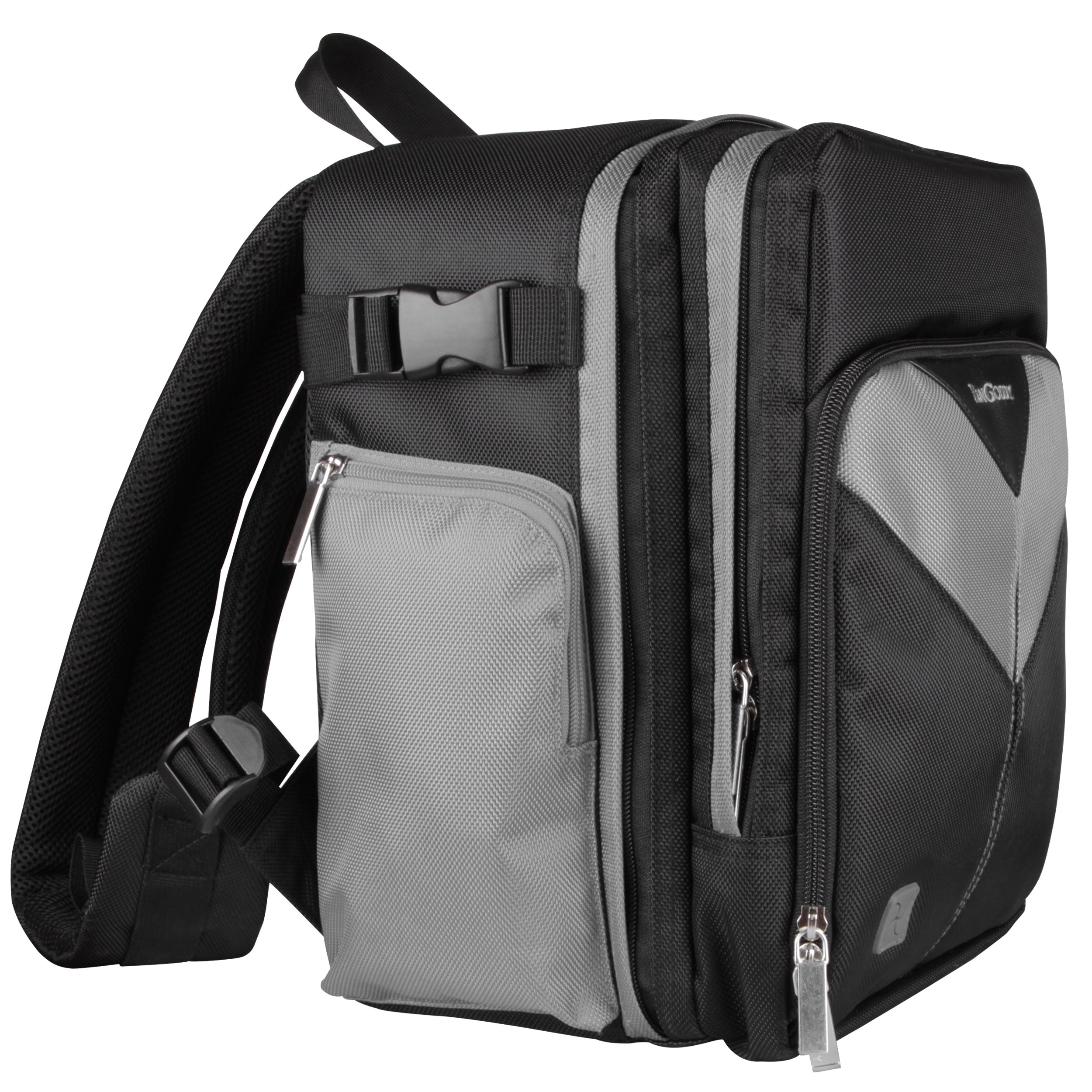 Vangoddy Sparta Travel Nylon Backpack Bag (Black, Gray) for Sony Cyber Shot DSH H300, DSH H400, H200