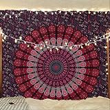 Bless International Indian Bohemian Psychedelic Peacock Mandala Wall Tapestry