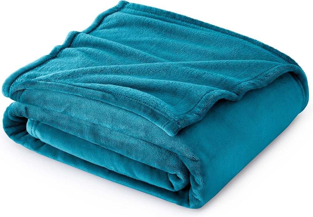 Bedsure Fleece Throw Blanket Teal 130x150 cm Soft Cozy Plush Microfibre