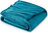 Bedsure Fleece Throw Blanket Teal 130x150 cm Soft Cozy Plush Microfibre