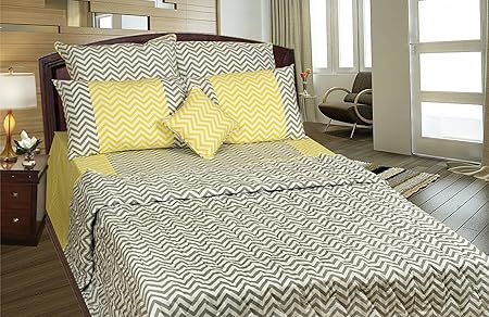 Thuhil home linen Chevy 100% Cotton printed Double Bedspread With 2 Pillow Covers-King Size,Multi (King)