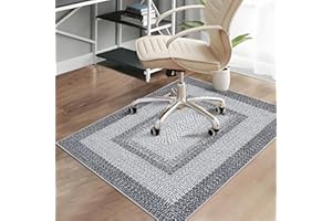 CAREMEE Office Chair Mats for Hardwood Floor, 36"X48" Desk Chair Mat for Hard Floor, Gaming Computer Chair Mat Office Rug for Rolling Chairs, Low Pile Carpet Under Chair Floor Protector, Print Braided
