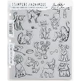 Stampers Anonymous Tim Holtz Cling Mount Stamps: Mini Cats and Dogs CMS272