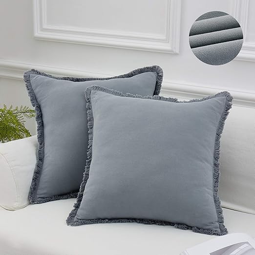 Amazon Com Moma Decorative Frayed Edge Throw Pillow Covers Set