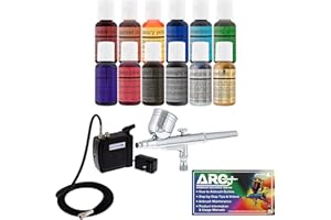 Master Airbrush Cake Decorating Airbrushing System Kit with a Set of 12 Chefmaster Food Colors, Gravity Feed Dual-Action Airbrush, Air Compressor, and How-to-Airbrush ARC Link Card