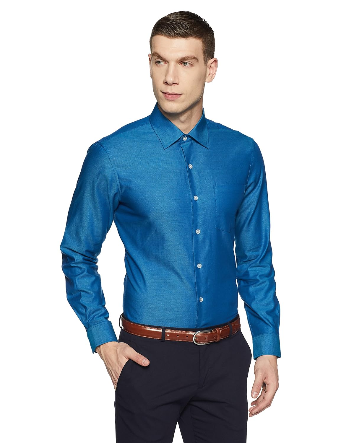 arrow men's plain slim fit cotton formal shirt
