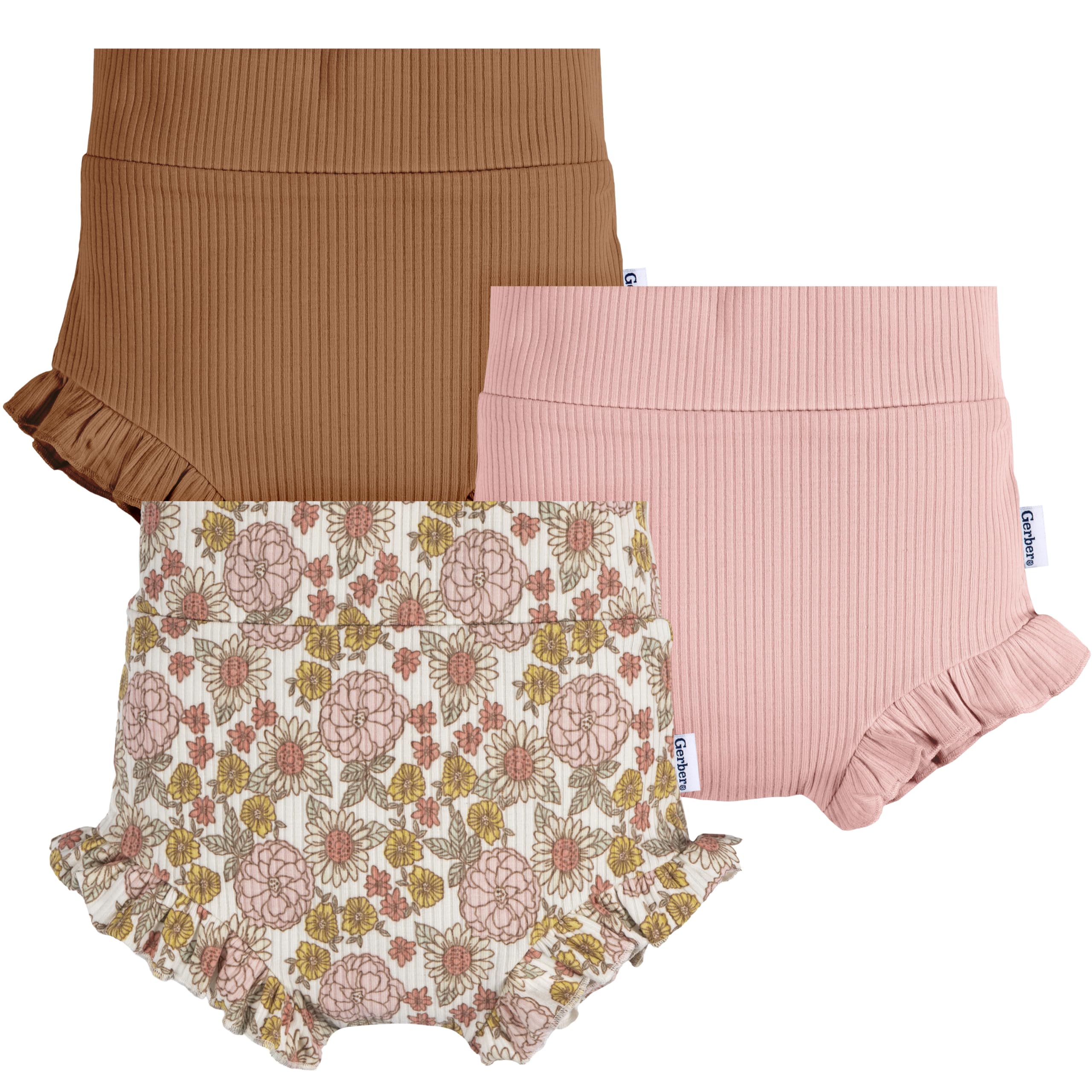 Photo 1 of Gerber Baby Girls' 3-Pack Bubble Shorts, Pink