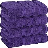 American Soft Linen Luxury Hand Towels for Bathroom, 600 GSM Heawy Weight 16x28 Size 100% Cotton Turkish 4 Piece Hand Face Towel Set, Purple Hand Towels