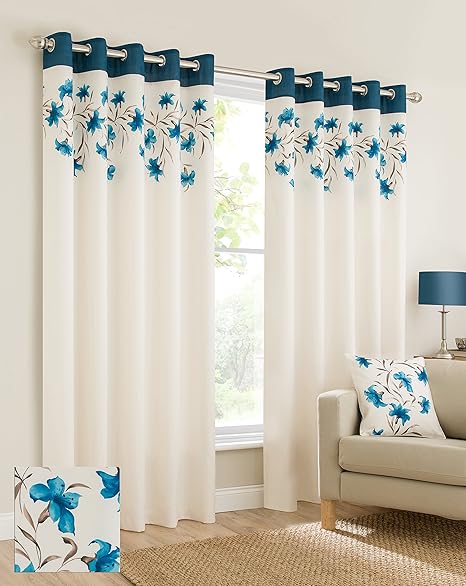 Plain Faux Silk Look Eyelet Ring Top Teal Blue Cream Brown Fully