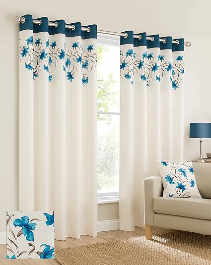 Plain Faux Silk Look Eyelet Ring Top Teal Blue Cream Brown Fully