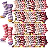 Handepo 60 Pairs Women Fuzzy Socks Bulk Winter Warm Soft Fluffy Crew Sleeping Slipper Socks for Indoor Valentine's Day Gifts