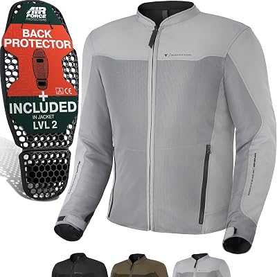 OPENAIR Chaqueta Moto Hombre | Ligera y Transpirable Cazadora Moto Mesh de Verano Hombre con CE Espalda, Hombros, Codos Protecciones, Ajuste de la Anchura (Gris, XL)