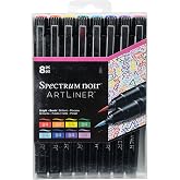 Spectrum Noir Crafter's Companion NoirLiner Artist Pen Set - Fine Tip Art Markers - 8 Colors - Multicolored - Fine Brush Tip - Lightfast Ink, Non-Toxic