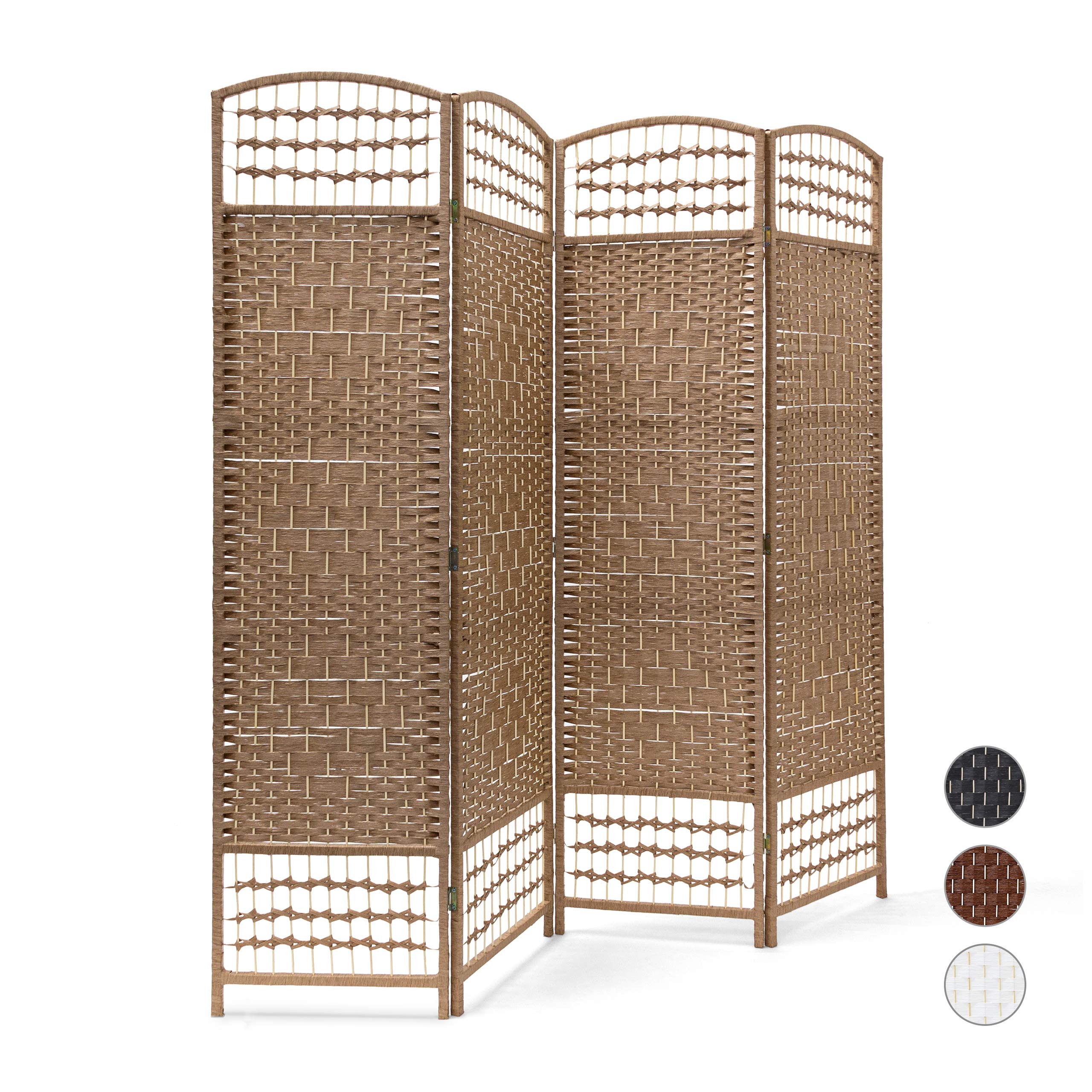 Relaxdays 4 Panel Paravent 179 x 180 x 2 cm Folding Splitter Wood