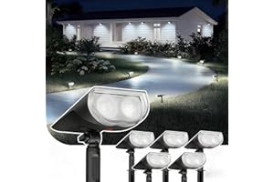 Linkind Solar Lights Outdoor StarRayS, Bright Solar Spot Lights Outdoor, IP67 Waterproof Spotlights for Garden Yard Landscape Walkway Patio Tree (Daylight, 6 Pack)