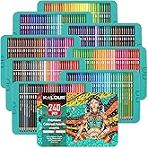 KALOUR Professional Colored Pencils,Set of 240 Colors,Artists Soft Core with Vibrant Color,Ideal for Drawing Sketching Shading,Coloring Pencils for Adults Artists Beginners