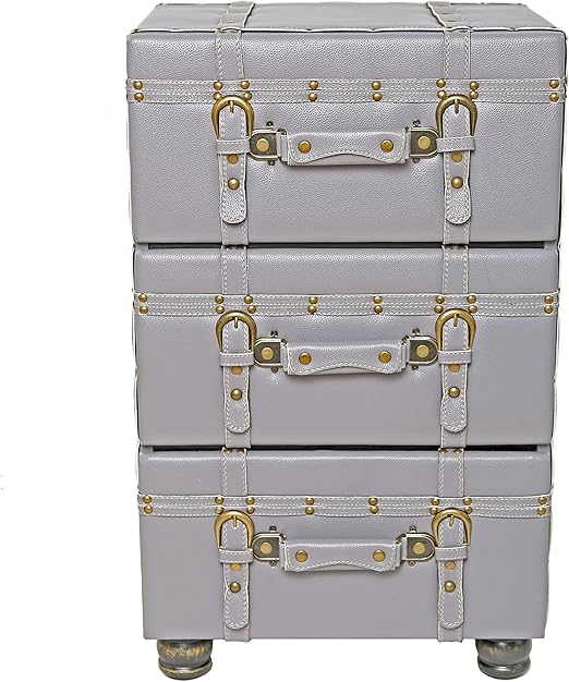 Amazon Com River Of Goods 16399 Three Drawer Faux Leather Trunk
