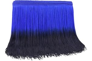 Fringe Trim Tassel Trim Gradient Color 2.5 Yards 7.9 Inch Wide for Dresses, Bags, DIY, Home Decor, Crafts (Black+Blue)