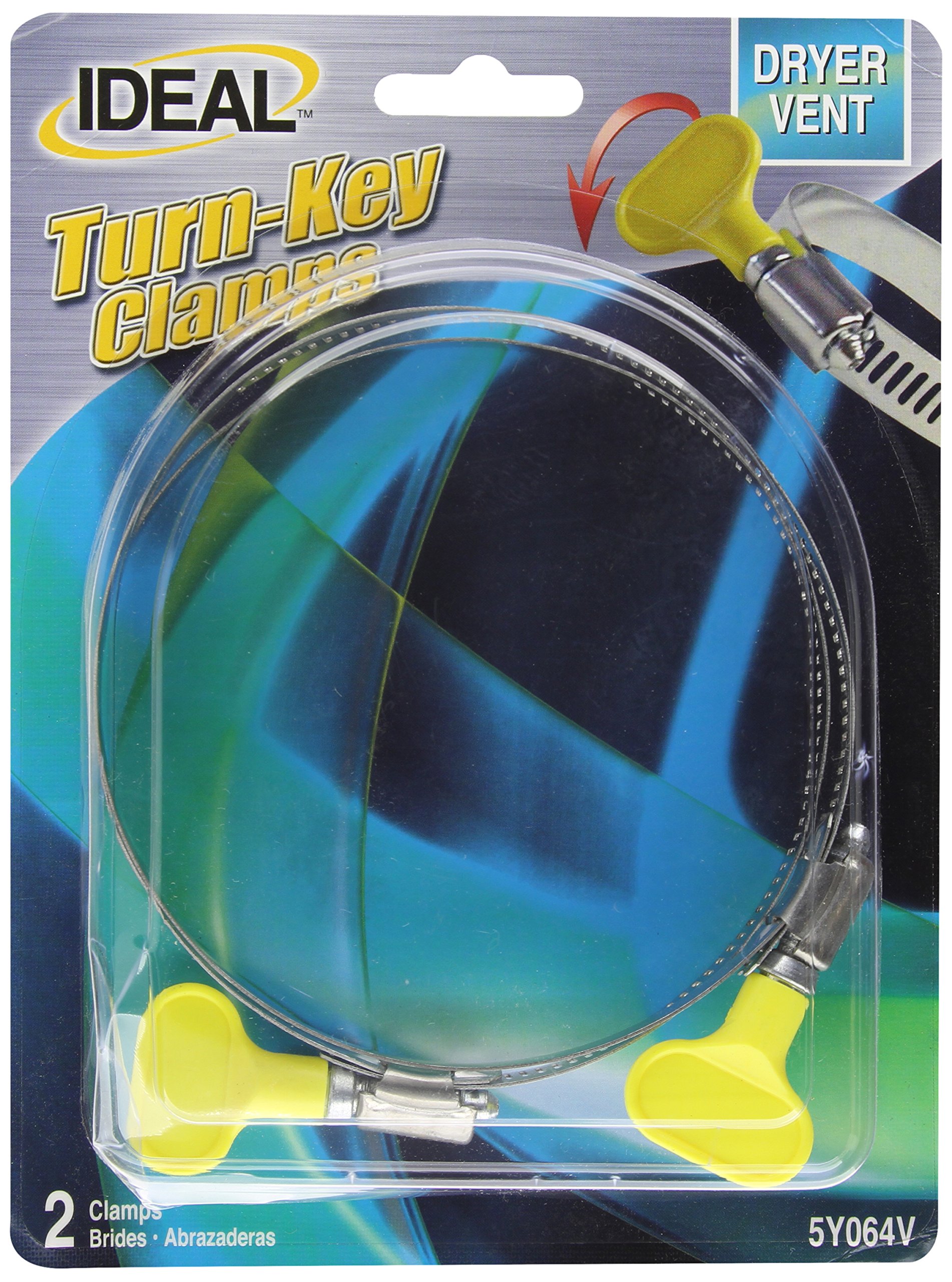 Ideal Turn-Key Clamps 5Y06458 2 1/2"- 4 1/2" Carded Turn-Key Clamps for Dryer Vents, (Pack of 2)