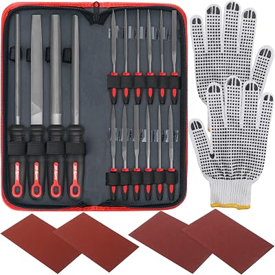 Hi-Spec 16pc Metal File Set with Case, 4 Full-Length & 12 Needle Files